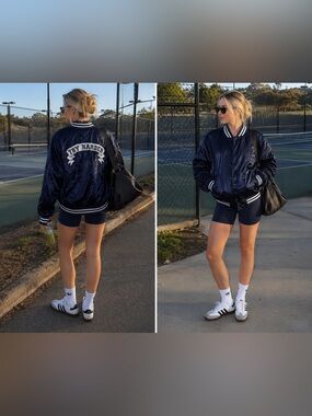 Factory Stay Cute Try Harder Bomber Jacket $88 MSRP